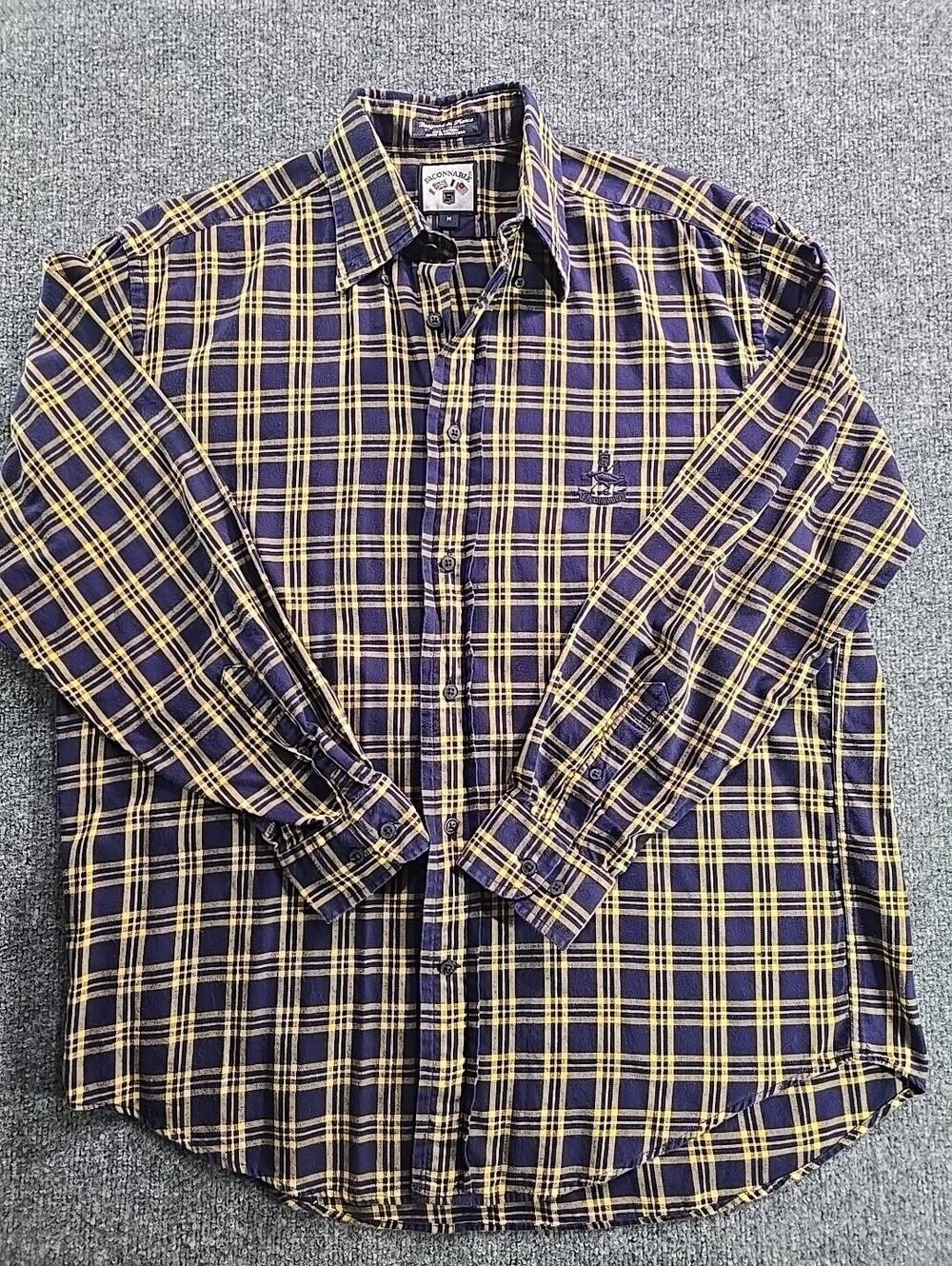 Faconnable Shirt Men's M Plaid Long Sleeve Button Up Classic Fit Dress Shirt